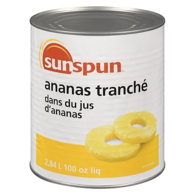 Sunspun Ananas tranchés dans du jus d’ananas 2.84 l, 0,40 $/100ml