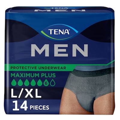 Tena Maximum Plus Incontinence Protective Underwear for Men, L/XL, 14Count 14 ea, $1.07/1ea