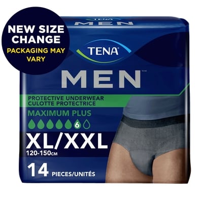 TENA Men Les culottes protectrices pour l'incontinence pour l'homme, Maximum Plus absorbante, TG/TTG, 14 Culottes 14 ea, 1,71 $/1ch