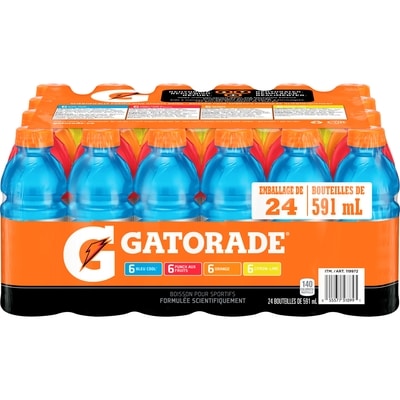 Gatorade Boisson désaltérante pour sportifs Gatorade, 4 saveurs 24x591.0 ml, 0,18 $/100ml