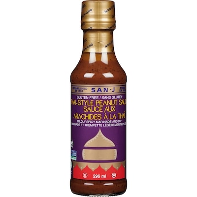 San J Sauce aux arachides à la thaï sans gluten 296 ml, 1,86 $/100ml
