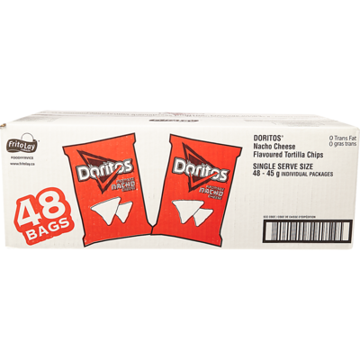 Doritos Nacho Cheese, Vending Chips 48x45.0 g, $1.94/100g