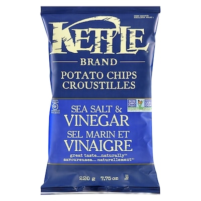 Kettle Brand Croustilles Kettle sel de mer et vinaigre 220 g, 1,95 $/100g