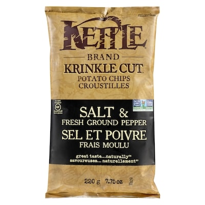 Kettle Brand Croustilles ondulées sel et poivre 220 g, 1,95 $/100g