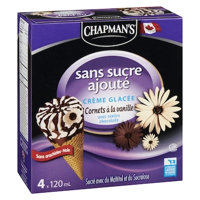 Sans sucre ajouté cornet de crème glacée à la Vanille
