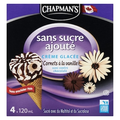 Sans sucre ajouté cornet de crème glacée à la Vanille