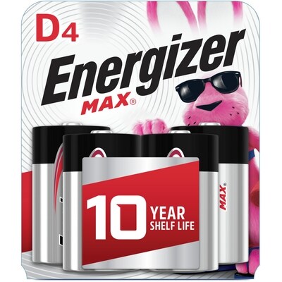 Energizer Piles alcalines D MAX, emballage de 4 4 ea, 1,75 $/1ch