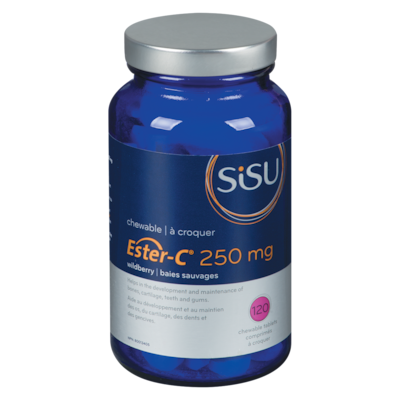 Sisu Ester-C 250 mg à croquer baies sauvages 120 ea, 0,14 $/1ch