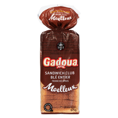 Gadoua Homestyle Thick Sliced 100% Whole Wheat Bread 675 g, $0.57/100g