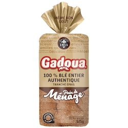 Gadoua Pain de ménage 100 % blé entier authentique tranché épais 675 g, 0,64 $/100g