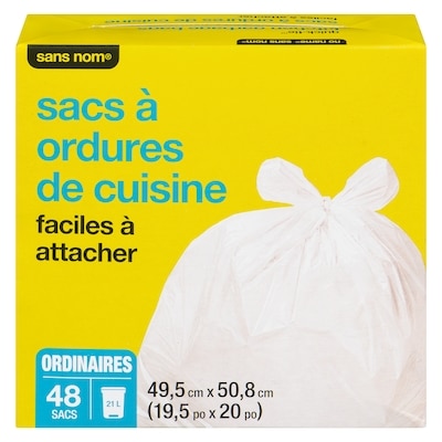 Sans Nom Sacs à ordures de cuisine faciles à attacher, ordinaires 48 ea, 0,15 $/1ch