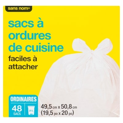 Sacs à ordures de cuisine faciles à attacher, ordinaires