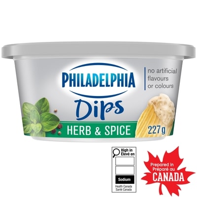 Philadelphia Trempette Herbes et épices 227 g, 2,55 $/100g