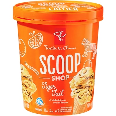 President's Choice Scoop Shop Tiger Tail Ice Cream 946 ml, $0.63/100ml
