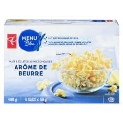 PC Menu Bleu Maïs à éclater au micro-ondes, arôme de beurre 6x80.0 g, 1,04 $/100g