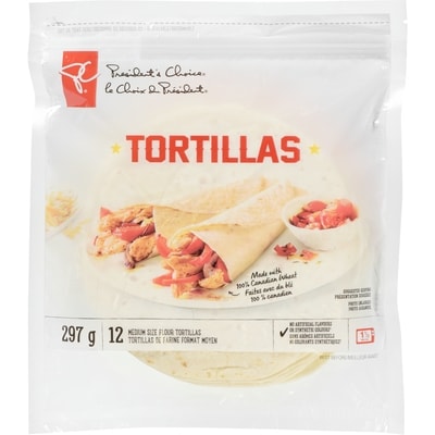 President's Choice Medium Flour Tortillas 297 g, $1.21/100g