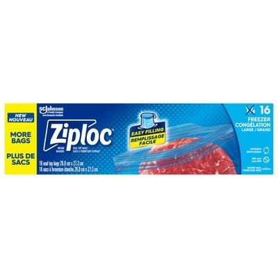 Ziploc Freezer Bags Large, with Stay Open Technology 14 ea, $0.46/1ea