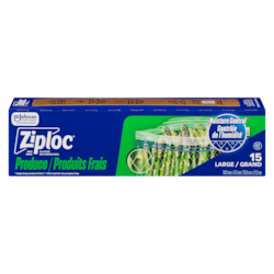Ziploc Freezer Fresh Produce Bags, Large 15 ea, $0.43/1ea
