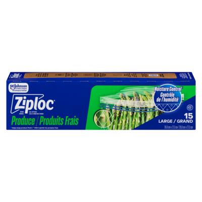Ziploc Freezer Fresh Produce Bags, Large 15 ea, $0.43/1ea