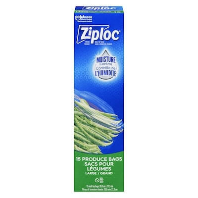 Ziploc Grands sacs pour fruits et légumes frais 15 ea, 0,40 $/1ch