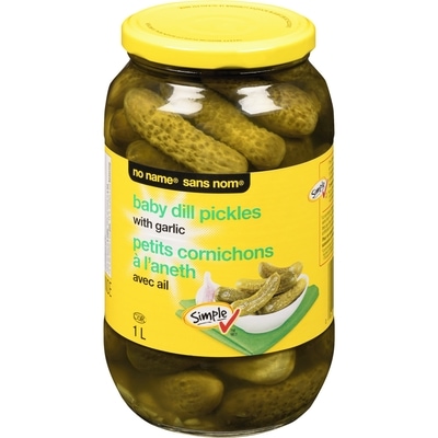 Sans Nom Petits cornichons à l'aneth avec ail 1 l, 0,35 $/100ml
