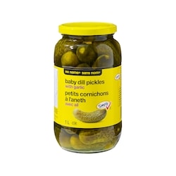 Sans Nom Petits cornichons à l’aneth avec ail 1 l, 0,50 $/100ml