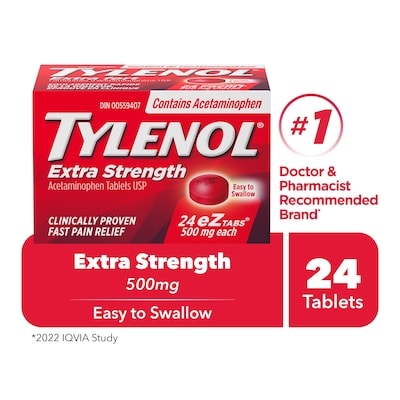 Tylenol 500 Mg EZ Tablets, Extra Strength 24 ea, $0.27/1ea
