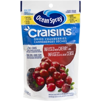 Ocean Spray Craisins Sweetened Dried Cranberries With Cherry Juice Concentrate 170 g, $2.05/100g