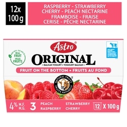Original Strawberry/Raspberry/Black Cherry/Nectarine Fruit On The Bottom Yogurt 4% 12X