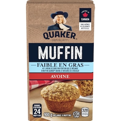 Quaker Mélange à muffins Faible en gras Avoine 900 g, 0,72 $/100g