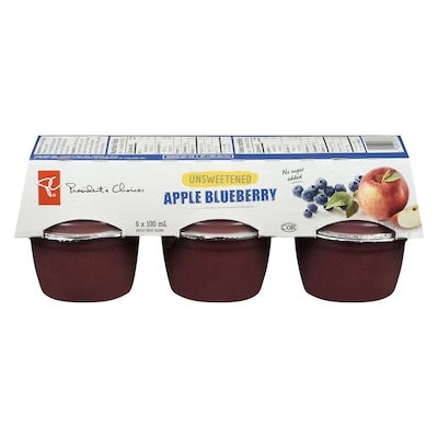 President's Choice Unsweetened Apple Blueberry Apple Sauce 6x100.0 ml, $0.55/100ml