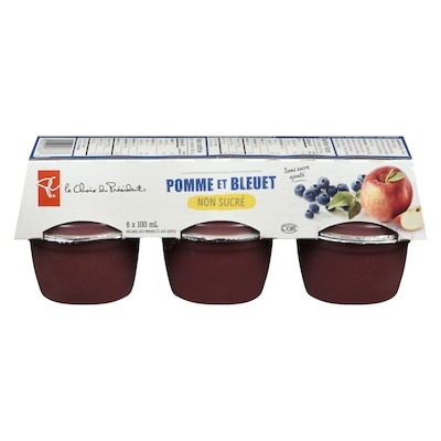 le Choix du Président Compote de pommes non sucrée, pommes et bleuets 6x100.0 ml, 0,58 $/100ml