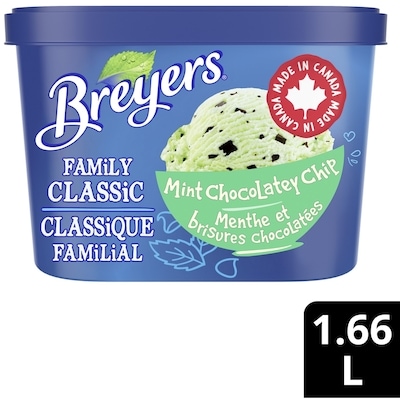 Breyers Family Classic Mint Chocolatey Chip Frozen Dessert 1.66 l, $0.42/100ml