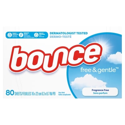 Bounce Free & Gentle Fabric Softener Dryer Sheets, 80 Sheets 80 ea, $0.09/1ea