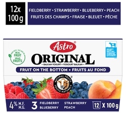 Original Peach/Fieldberry/Strawberry/Blueberry Fruit On The Bottom Yogurt 4% 12X