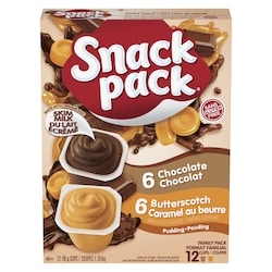 Hunt's Snackpack, Chocolate & Butterscotch 12x99.0 g, $0.38/100g