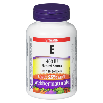 Webber Naturals Vitamin E 33% Bonus 120 ea, $0.11/1ea