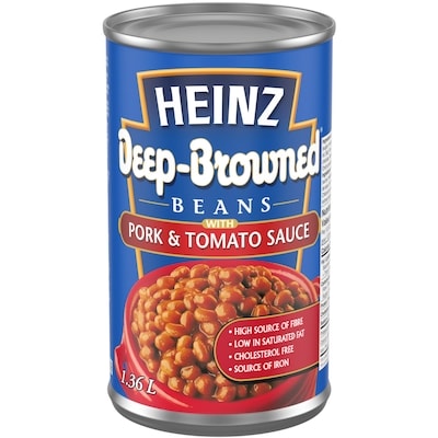Heinz Fèves de porc et sauce tomate 1.36 l, 0,28 $/100ml