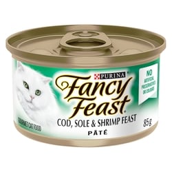 Purina Fancy Feast Pate Wet Cat Food Cod, Sole & Shrimp Feast 85 g, $1.06/100g