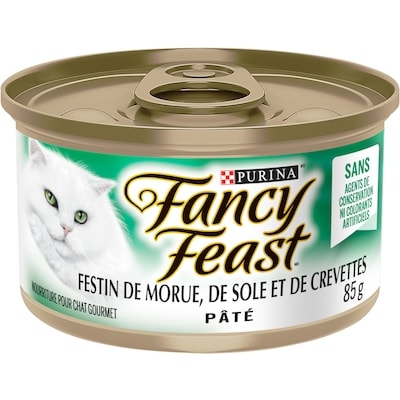 Purina Fancy Feast Festin de Morue de Sole et de Crevettes, Nourriture Humide pour Chats 85 g 85 g, 1,18 $/100g