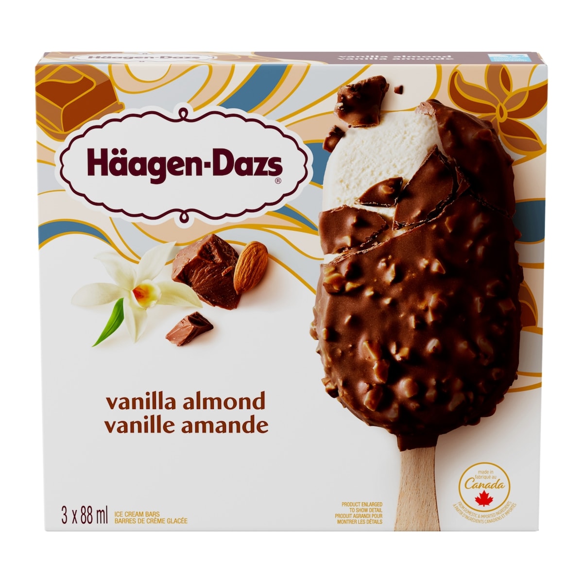 Haagen Dazs Vanilla Almond Ice Cream Bars 3x88.0 ml, $2.65/100ml