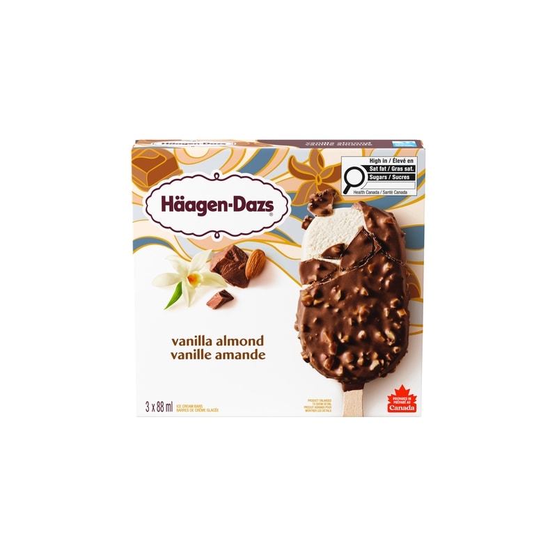 Haagen Dazs Vanilla Almond Ice Cream Bars - 3x88.0 ml | Atlantic