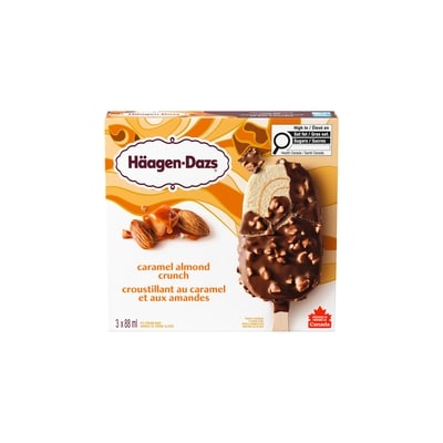 Häagen-Dazs Barre crème glacée Croust. caramel et amandes 3x88.0 ml, 2,27 $/100ml