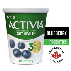 Activia Probiotic Yogurt, Blueberry 650 g, $0.51/100g