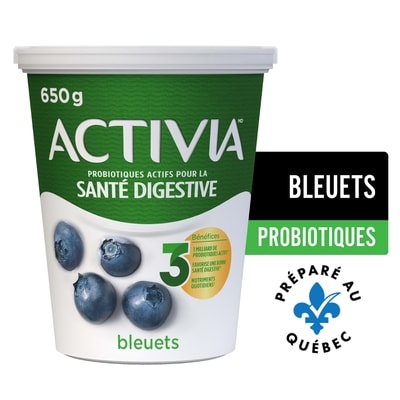 Activia Yogourt probiotique, saveur bleuets 650 g, 0,58 $/100g