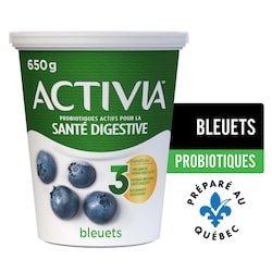 Activia Yogourt probiotique, saveur bleuets 650 g, 0,54 $/100g