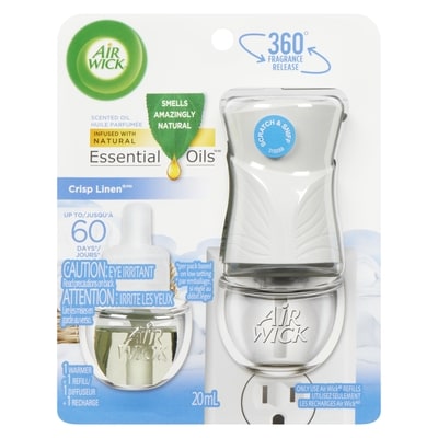 Air Wick Plug-in Air Freshener, Scented Oil Kit, Crisp Linen, 1 Plug-in + 1 Refill 1 ea, $5.00/1ea