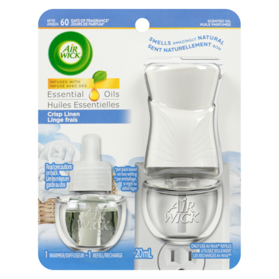 Plug-in Air Freshener, Scented Oil Kit, Crisp Linen, 1 Plug-in + 1 Refill