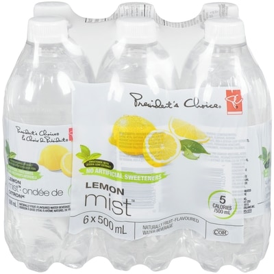 President's Choice Lemon Mist Naturally Fruit-Flavoured Water Beverage 6x500.0 ml, $0.12/100ml