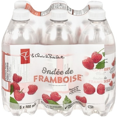 le Choix du Président Boisson à base d'eau naturellement aromatisée aux fruits, ondée de framboise 6x500.0 ml, 0,12 $/100ml